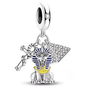 Charm Sterlingové stříbro 925 Starověký Egypt, mystika, ochrana a síla faraonů, 3v1 přívěsek na náramek cestování