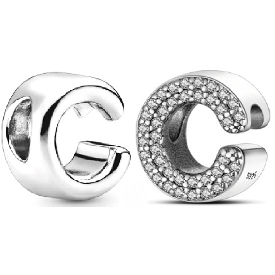 Prívesok Striebro 925 Abeceda písmeno C, korálik na náramok