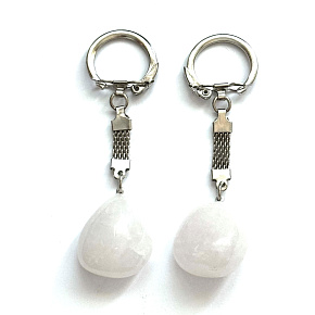 Kremeň biely Troml kľúčenka prívesok prírodný kameň, cca 10 cm, najdokonalejší liečiteľ