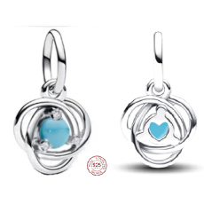 Šarm Striebro 925 Tyrkysový kruh večnosti December, prívesok na náramku symbol
