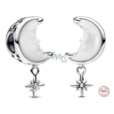 Charm Sterlingové stříbro 925 Měsíc a Severka, přívěsek na náramek vesmír