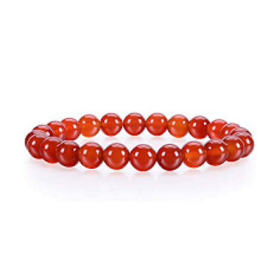 Nefritový červený náramok elastický prírodný kameň, guľôčka 8 mm / 16 - 17 cm