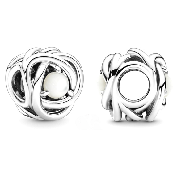 Prívesok Striebro 925 Nekonečný kruh večnosti červená biela perla, korálik na náramok