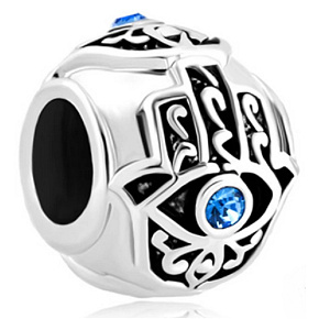 Strieborný prívesok 925 Ruka Fatimy, korálik na náramku so symbolom