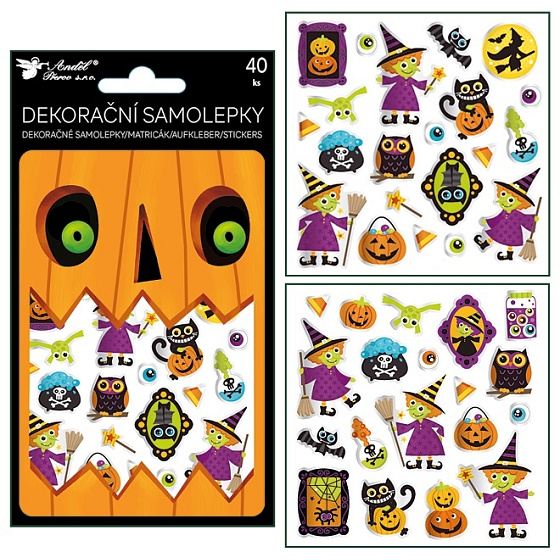 Halloweenske samolepky 40 kusov 10,5 x 18 cm