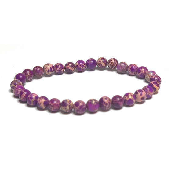Jaspis / Regalit Cisársky morský sediment fialový náramok elastický zmiešaný minerál, guľôčka 6 mm / 16 - 17 cm