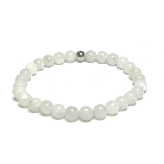 Mesačný kameň modrý náramok elastický prírodný kameň, guľôčka 6 mm / 16 - 17 cm, kameň osudu