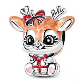 Charm Vánoční Sobí holčička s mašlí, symbol vánoční lásky a kouzla, korálek na náramek vánoce Charm Vánoční Sobí holčička s mašlí, symbol vánoční lásky a kouzla, korálek na náramek vánoce