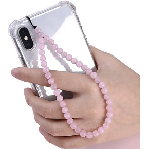 Rosie's anti-loss prívesok na mobilný telefón, korálik z prírodného kameňa 6 mm / 26,5 cm, kameň lásky