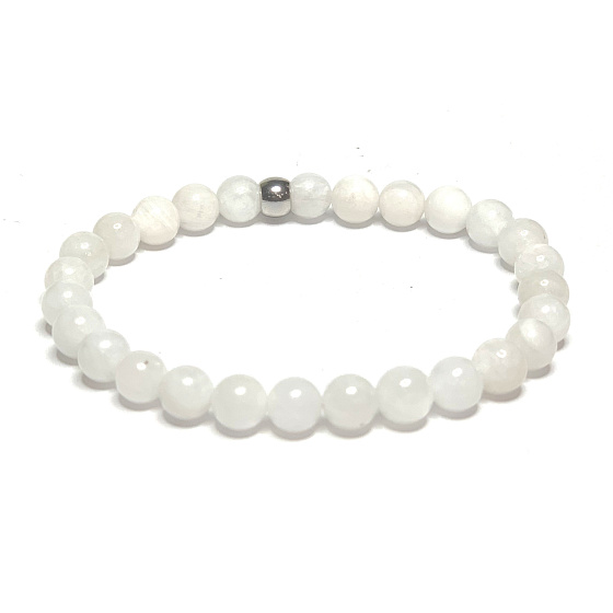 Mesačný kameň biely náramok elastický prírodný kameň, guľôčka 6 mm / 16-17 cm, kameň osudu