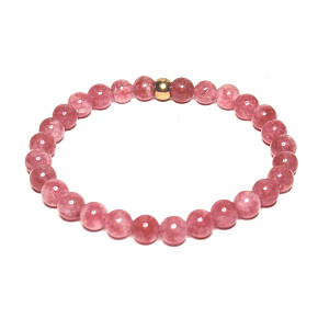 Kremeň ružový / jahodový náramok elastický prírodný kameň, guľôčka 6 mm / 16 - 17 cm, AAA kvalita, najdokonalejší liečiteľ
