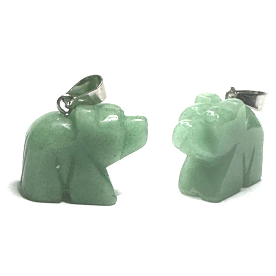 Avanturin Medveď prívesok prírodný kameň, ručne brúsená figúrka 1,8 x 2,5 x 8 mm, kameň lásky, radosti