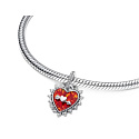 Charm Opálově červený přívěsek srdce s šipkou, přívěsek na náramek symbol