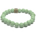 Láva svetlozelená s kráľovskou mantrou Om, náramok z elastického prírodného kameňa, guľôčka 8 mm / 16-17 cm, zrodená zo štyroch živlov