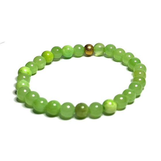 Kalcit zelený náramok elastický prírodný kameň, guľôčka 6 mm / 16 - 17 cm, kameň intuície