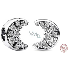 Prívesok Striebro 925 Slnko a polmesiac s čírym zirkónom, korálik na náramok vesmír