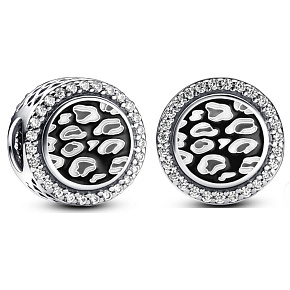 Prívesok Striebro 925 Čierny leopardí prívesok, korálik na zvierací náramok