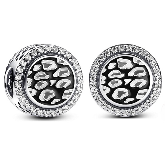 Prívesok Striebro 925 Čierny leopardí prívesok, korálik na zvierací náramok