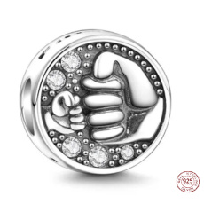 Prívesok Striebro 925 Päsť - pozdrav, korálik na náramok priateľstva