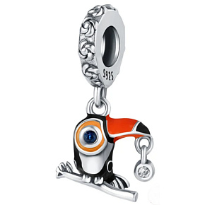 Prívesok zo striebra 925 Tukan na náramku pre zvieratá Prívesok zo striebra 925 Tukan na náramku pre zvieratá