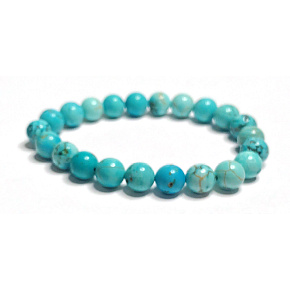 Tyrkenitový náramok elastický prírodný kameň, korálik 8 mm / 16-17 cm, kameň mladých ľudí, ktorí hľadajú životný cieľ
