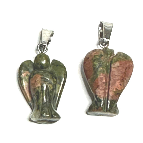 Unakit Anjel strážny prívesok prírodný kameň ručne brúsený 2 - 2,2 cm, kameň osobného rastu a vízií