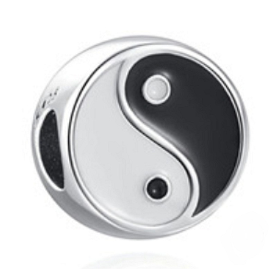 Strieborné 925 korálky Jin a Jang na náramku symbol