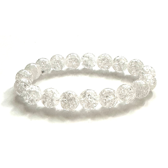 Krištáľový praskaný náramok elastický prírodný kameň, korálik 10 mm / 16-17 cm, kamenné kamene