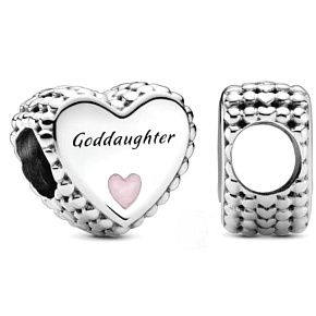 Prívesok Striebro 925 Srdce krstný prívesok - krstná mama, korálik na náramku rodina