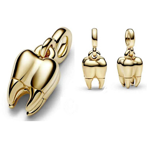 Prívesok Striebro 925 Zlatý zub - Mini medailón, prívesok Náramok Zaujímavosti
