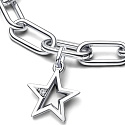 Šarm Striebro 925 Glittering Star - Mini medailón, vesmírny náramok prívesok