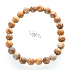 Jaspis obrázkový náramok elastický prírodný kameň, guľôčka 8 mm / 19 cm, kameň pozitívnej energie Jaspis obrázkový náramok elastický prírodný kameň, guľôčka 8 mm / 19 cm, kameň pozitívnej energie