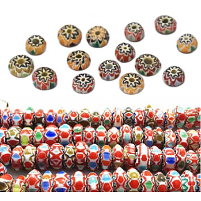 Staroveké sklo ručne vyrábané z Nepálu korálka dúhovým diskom 8 mm 1 kus