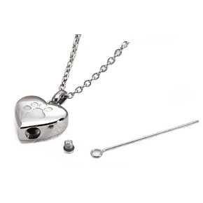 Pamětní, pietní urnový přívěsek, Srdce lesklé stříbrné, voděodolné, nerezová ocel 19 x 29 mm + řetízek 50 cm Pamětní, pietní urnový přívěsek, Srdce lesklé stříbrné, voděodolné, nerezová ocel 19 x 29 mm + řetízek 50 cm