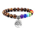 Čakrový náramok Strom života + drevo, liečivý, elastický, guľôčka 8 mm / 16-17 cm