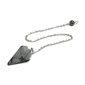 Obsidiánové kyvadlo z prírodného kameňa 2,5 cm + 18 cm retiazka s korálkami, záchranný kameň