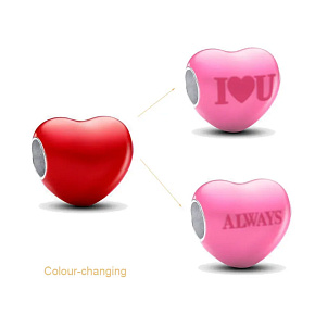 Prívesok Striebro 925 Thermo - Srdce meniace farbu a nápis, korálik na náramku lásky
