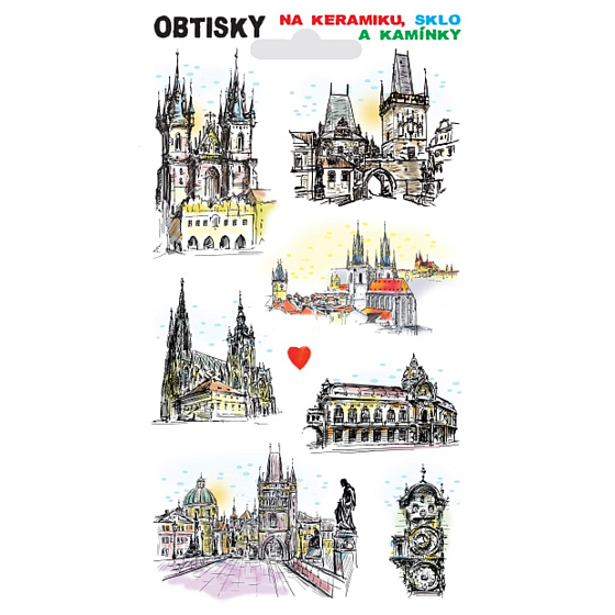 Obtlačky na sklo, keramiku a kamienky - Týnsky chrám, 9,5 x 17 cm