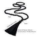 108 Mala Onyx náhrdelník meditačné šperky, prírodný kameň, viazaný strapec, korálik 8 mm
