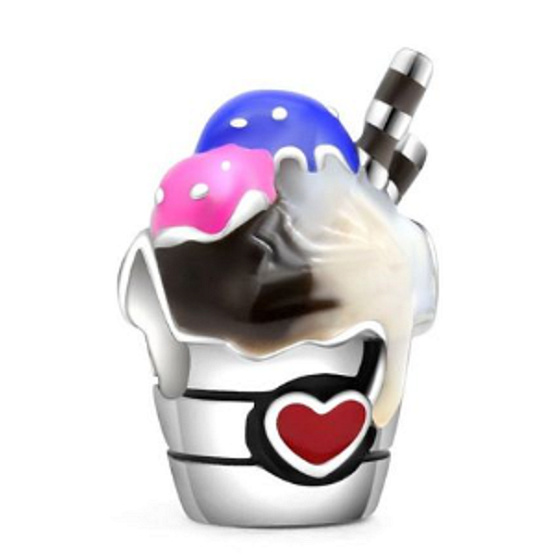 Prívesok Striebro 925 Zmrzlinový pohár, korálik na náramok, jedlo a pitie