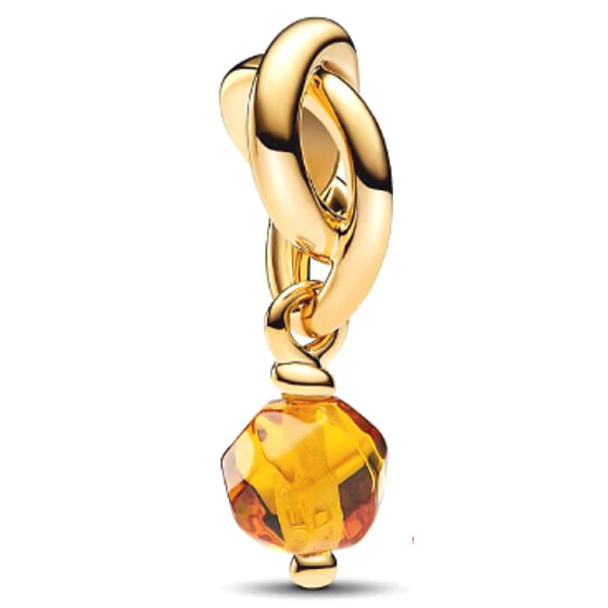 Charm Striebro 925 Prepletený fazetovaný kruh večnosti oranžový, prívesok na náramok symbol november