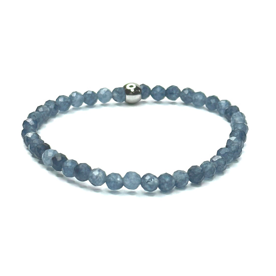 Zafírový náramok s fazetou elastický prírodný kameň, guľôčka 4 mm / 16 - 17 cm, kameň múdrosti, pravdy a intuície