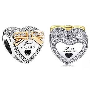 Čaro Striebro 925 Novomanželia srdiečko korálek na lásku náramok Čaro Striebro 925 Novomanželia srdiečko korálek na lásku náramok