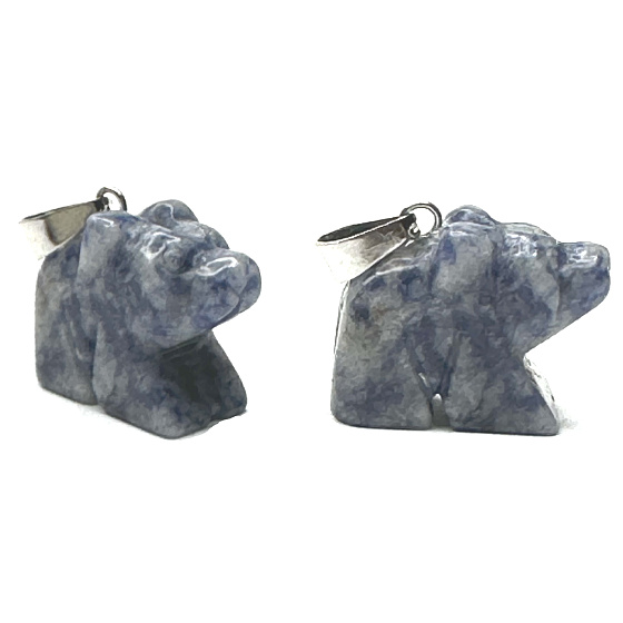 Sodalitový prívesok medveď prírodný kameň, ručne brúsená figúrka 1,8 x 2,5 x 8 mm, komunikácia s kameňom