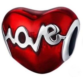 Prívesok zo striebra 925 Červená srdcová láska, korálkový náramok lásky