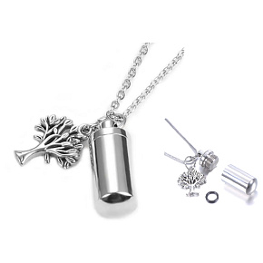 Pamätný prívesok na urnu, Strom života, vodotesný, nerezová oceľ 10 x 28 mm