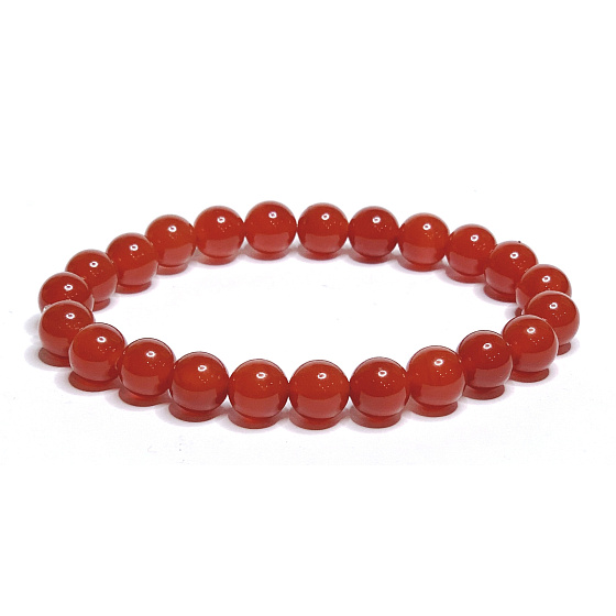 Karneol náramok elastický prírodný kameň, guľôčka 8 mm / 16-17 cm, Naučte nás tu a teraz