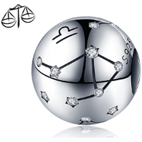 Znamenie zverokruhu Váhy, prívesok na náramok + zirkón, gulička 9 mm 1 kus