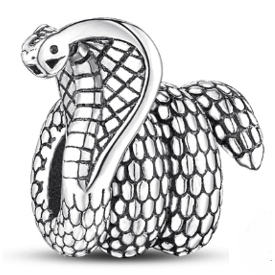 Prívesok Striebro 925 Cobra snake, korálik na náramku zviera