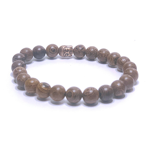 Drevený náramok prírodný tmavý 8mm/ 16 - 17cm,